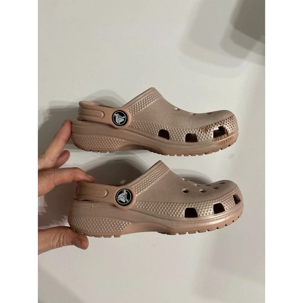 Crocs Pink Matalic Clog Sandals (Sz. C11) AS IS